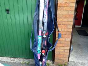 Freecycle Skis 2 pairs, poles and bag