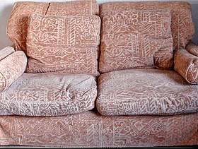 Freecycle 2 seater sofa, in golden velvet - exceptionally comfy.