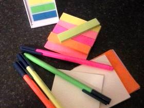 Freecycle Highlighters and sticky notes