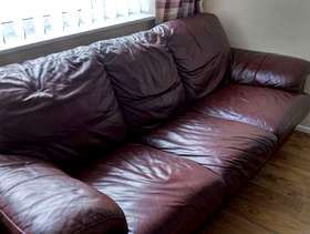 Freecycle Two x three seater maroon leather settees