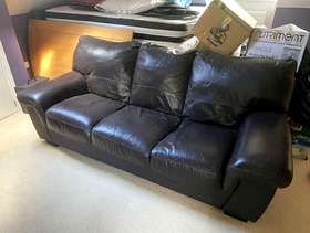 Freecycle 3 Seater Brown Leather Sofa