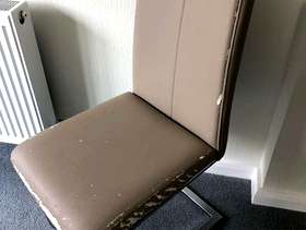 Freecycle 4 x dining room chairs - Taupe faux leather and ...