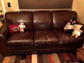 Freecycle FREE Faux Leather Brown Sofa