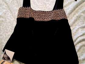 Freecycle Ladies black and gold velour party top