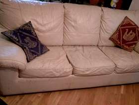 Freecycle Cream Italian Leather sofa-bed