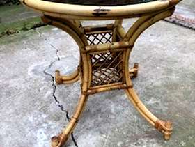 Freecycle Glass Top Cane Circular Table