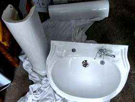 Freecycle Two white bathroom sinks