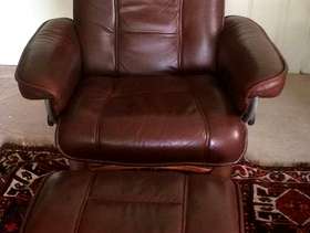 Freecycle Leather arm chair and footstool