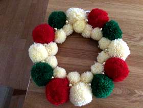 Freecycle Home Craft made Pom Pom Wreath