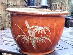 Freecycle Large brown glazed plant pot