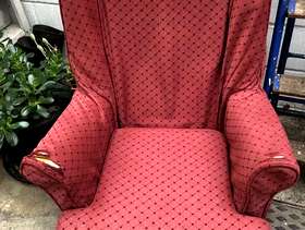 Freecycle Red covered wing back chair