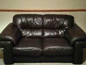 Freecycle Brown leather two seater sofa