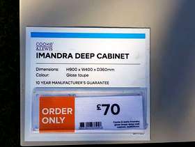 Freecycle Cooke & Lewis Imandra Gloss Taupe Deep Wall cabinet,(W)400mm, (H)900mm, ...