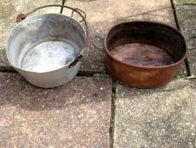 Freecycle Two Large Pots one Copper one Aluminium
