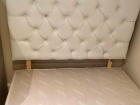 Freecycle Double bed Divan 3 foot with white leather head board