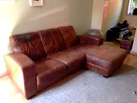 Freecycle Brown leather corner sofa