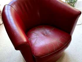 Freecycle Red leather bucket chair