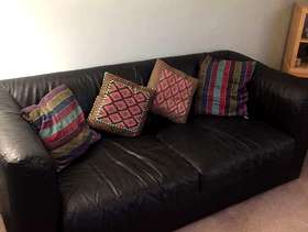Freecycle Black leather sofa