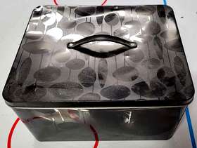 Freecycle Black Metal Lidded Storage Tin with Carry Handle
