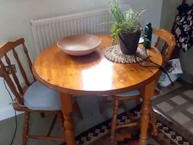 Freecycle Solid wood country style table and 2 chairs