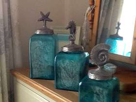 Freecycle 3 Turquoise Glass Jars