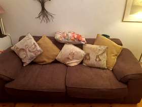 Freecycle 3 seater brown fabric sofa