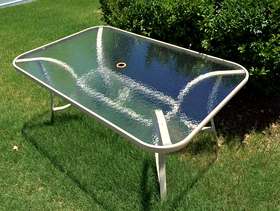 Freecycle Glass top picnic table