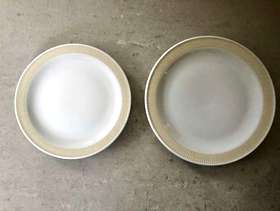 Freecycle White side & dessert plates with light brown border (24 ...
