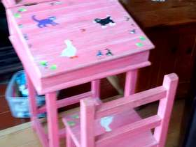 Freecycle Girl's pink chair and desk set