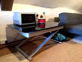 Freecycle Black glass top table