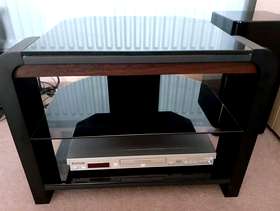 Freecycle TV Stand, Corner unit Black and smoked glass