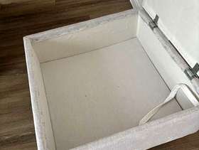 Freecycle Grey/white Ottoman with light wood legs