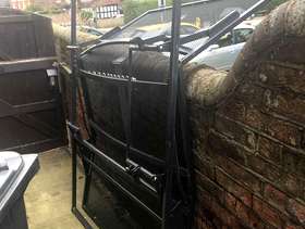 Freecycle Steel double bed frame with 2 hinges, was motorised.