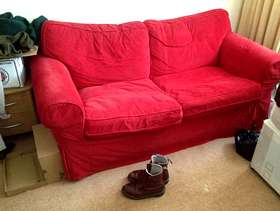 Freecycle Beautiful red corduroy sofa