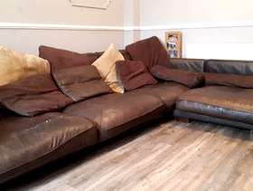 Freecycle Large brown leather corner sofa