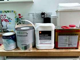 Freecycle Tins of paint and water sealer and plaster sealer