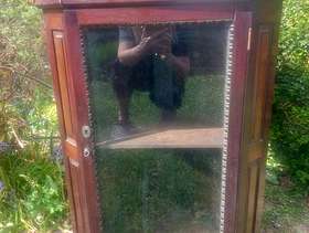 Freecycle Corner dark wood cabinet