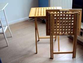 Freecycle Tables that fold up, hard wood, a pair