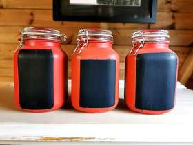 Freecycle Upcycled large Kilner storage jars with chalkboard signage