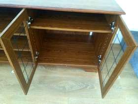 Freecycle Oak effect glazed and leaded tv unit