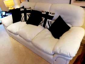 Freecycle 3 seat champagne faux leather sofa. £50 for quick sale