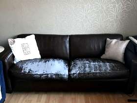 Freecycle John Lewis faux leather brown sofa