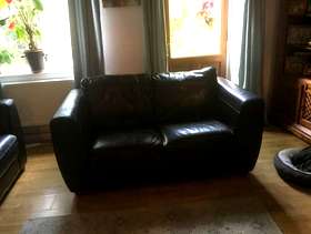 Freecycle 2 seater Brown leather sofa