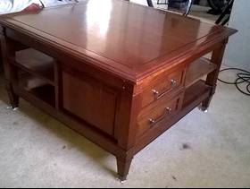 Freecycle Dark solid wood coffee table