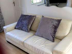 Freecycle White Leather Sofa