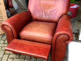 Freecycle Large tan leather reclining armchair