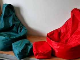 Freecycle 2 pcs Large bean bag chair with footstool for sale