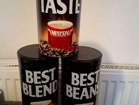 Freecycle Nescafe vintage coffee beans storage tins