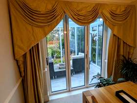 Freecycle Silk lounge curtains, swags and tails